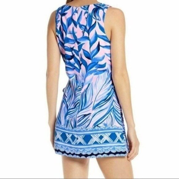 NWT Lilly Pulitzer Donna Engineered Romper Size 16 Blue Pink Tropics Tint Print - Picture 3 of 11